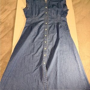 Classic Blue Denim Midi Dress